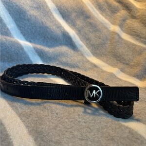 Michael Kors Black Braided Leather Belt